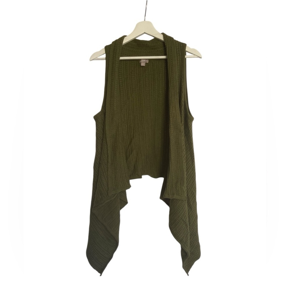 J. Jill Wool Blend Waterfall Sweater Vest Olive Green Gorpcore Whimsigoth Size M